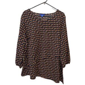 Apt. 9 Womens Geometric Print Blouse XXL Black & Orange